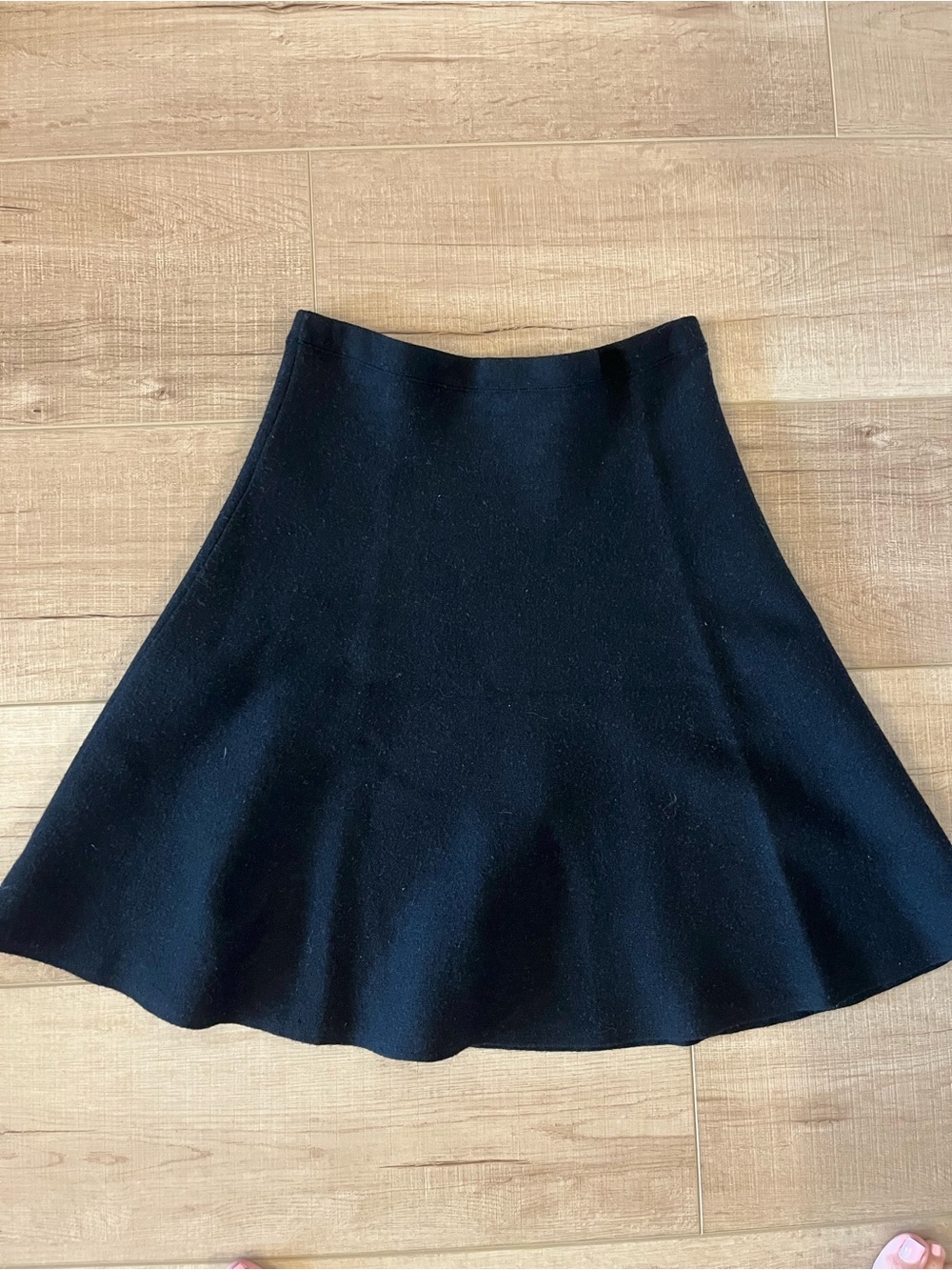 Theory Classic Black Wool A-Line Skirt